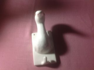 Vintage White Ceramic Duck Goose Head Towel/apron Wall Hook/hanger