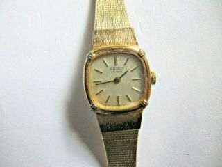 Vintage Seiko Ladies Gold Tone Watch Quartz 4501717 7320 - 5759 Ro And Band 1970s