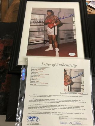Autographed Muhammad Ali 8x10 Photo Framed Jsa Letter Signed Huge Signature