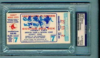 Signed Bob Gibson 1967 World Series Ticket Game 7 W/ Inscrip " Ws Mvp " Psa Auto