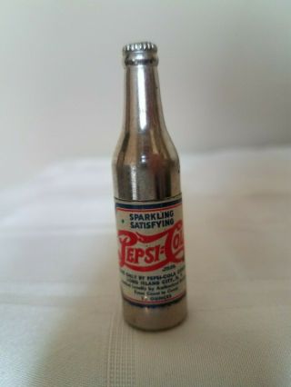 Vintage Pepsi Cola Advertising Novelty,  Metal Bottle,  2 3/4 " Tall,  Great Item