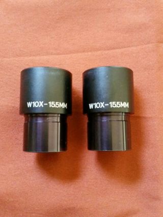 Microscope Eyepiece Pair 10x W10x - 15.  5mm Vintage Japan