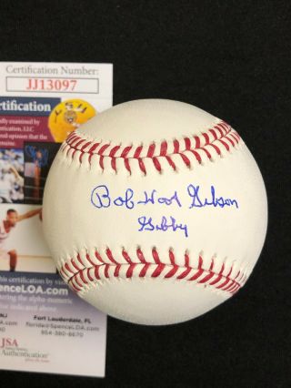 Bob Gibson Signed Rawlings Baseball " Hoot " & Gibby Inscriptions Jsa