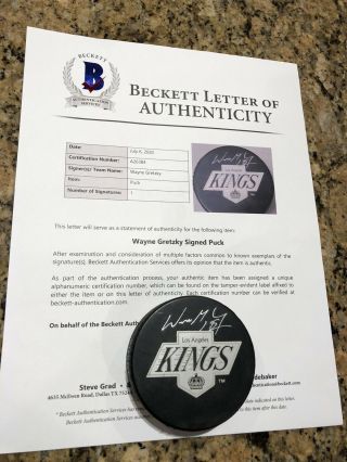 Wayne Gretzky Signed Official Nhl Los Angeles Kings Puck Uda & Beckett