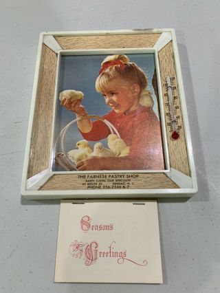 Vintage Picture Frame With Thermometer And Calendar Farnese Pastry Shop,  Nj