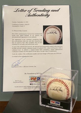 Derek Jeter Signed Autographed Baseball York Yankees Psa/dna - Psa 8