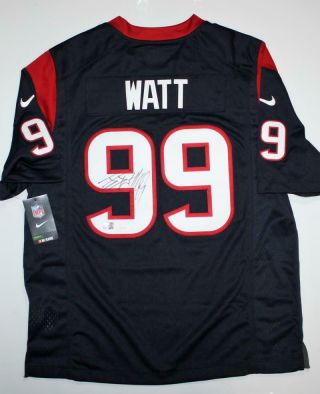 Jj Watt Signed Houston Texans Nfl Nike Blue Jersey - Jsa W Authentication