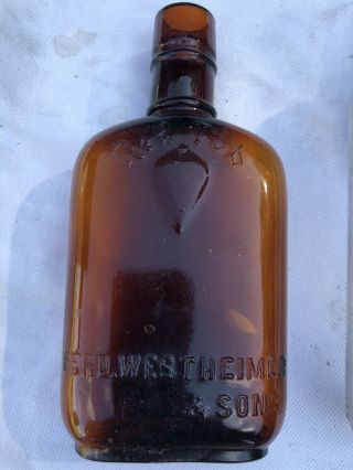 Vtg Westheimer Red Top Rye Louisville Kentucky Ky Whiskey Liquor Bottle Flask
