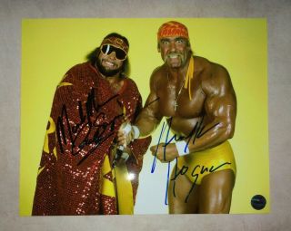 Macho Man Randy Savage & Hulk Hogan Hand Signed 8x10 Photo