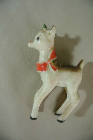 Vintage Mid Century Hard Plastic Christmas Ornament Rudolph Red Nose Reindeer