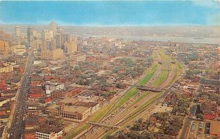 Detroit Mi 1967 Aerial View Of City With John Lodge Expressway Vintage Mich 598