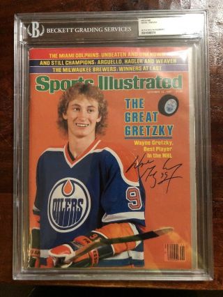 Wayne Gretzky Signed Sports Illustrated Bas Beckett Slabbed Encapsulated