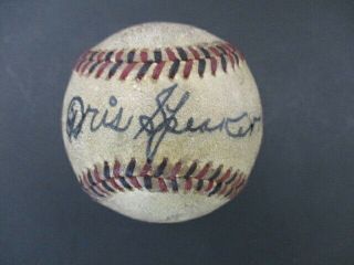 Tris Speaker Single Signed Black & Red Stitched Spalding Baseball