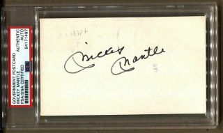 Mickey Mantle Signed Autographed Government Postcard Gpc Ny Yankees Hof Psa/dna