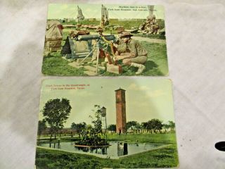 Vintage Postcard San Antonio Tx Fort Sam Houston Machine Gun In Action 1913ish