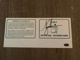 Tiger Woods Hand Signed Autographed 1997 Winner Of The Masters Scorecard W/coa