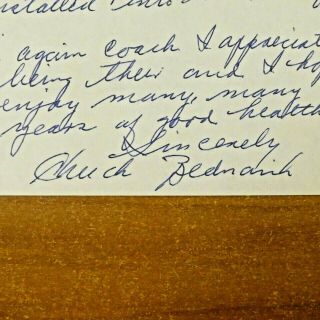 Chuck Bednarik Signed Hand Written Letter To Greasy Neale Thanking Him For HOF 2