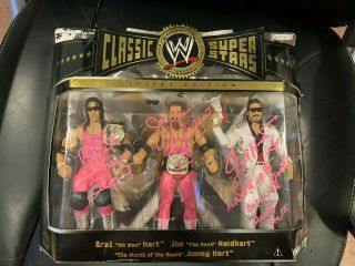 Wwe Wwf Classic Superstars Hart Foundation Signed By All 3 - Pack Bret Neidhart