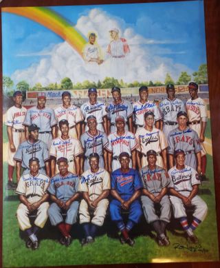Negro League Litho Jsa Autograph Hand Signed 24x30 Tribute To Leon Day