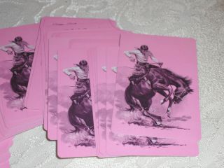 Vintage Deck Pink Cowboy Playing Cards Western Rodeo Bucking Bronco Horse Arrco