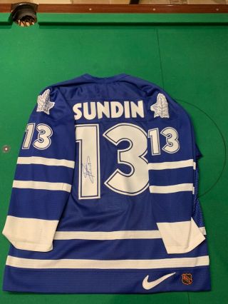 Autographed 1998 - 1999 Autographed Nike Mat Sundin Toronto Maple Leafs Jersry