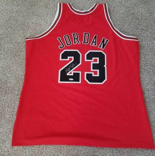 Michael Jordan Signed Autographed Chicago Bulls Jersey Red Nba Finals Uda