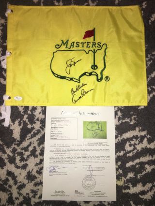 Jack Nicklaus & Arnold Palmer Signed Official Undated Masters Flag Jsa Auth 2