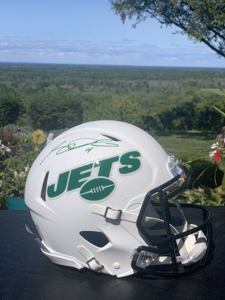 Sam Darnold Autographed York Jets Full Size Matte White Helmet Beckett
