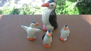 Vintage Set Japan Art Deco Lusterware Luster Miniature Penguin Bird Figurines