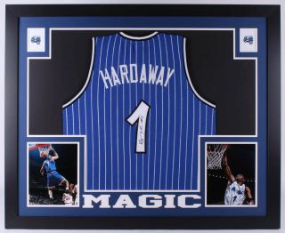 Penny Hardaway Signed Magic 35 X 43 Custom Framed Jersey (jsa) Orlando 1993–1999