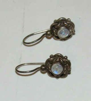 Vintage Sterling Silver Pierced Earrings Opal Stone