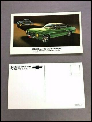 1972 Chevrolet Chevelle Malibu Vintage 1 - Page Car Photo Post Card Postcard