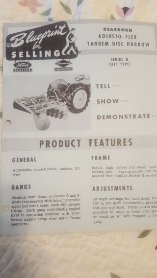 Vintage Blueprint For Dearborn Adjusto - Flex Tandem Disc Harrow