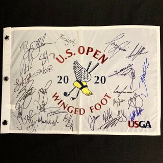 Bryson Dechambeau And Field Signed 2020 Us Open Wing Foot Flag 28 Autos U.  S.