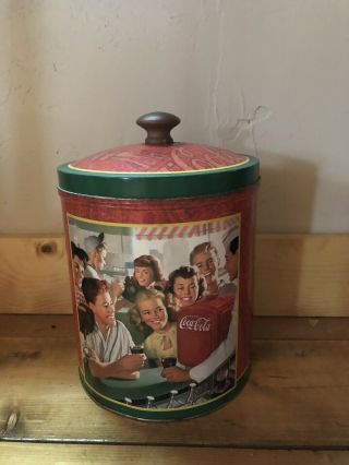 Near Vintage Coca Cola Cookie Jar Tin 2003 And Coca Cola Tin