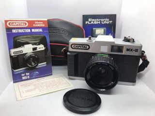 Capital Mx - Ii 35mm Film Camera Vintage 1980s W/ Case And Manuals