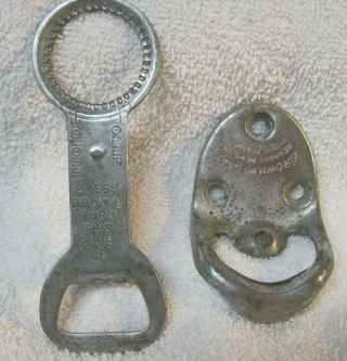Two Vintage Bottle Openers,  One Wall Mount Brown Mfg.  Co,  One Two Sided Hand Held