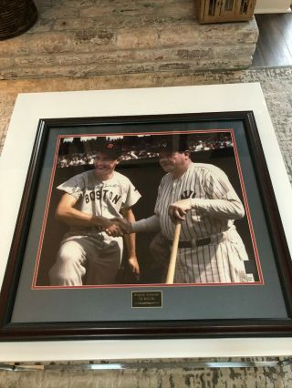 Ted Williams Signed 16x20 Babe Ruth Chrome Photo Framed Auto Jsa Authenticated