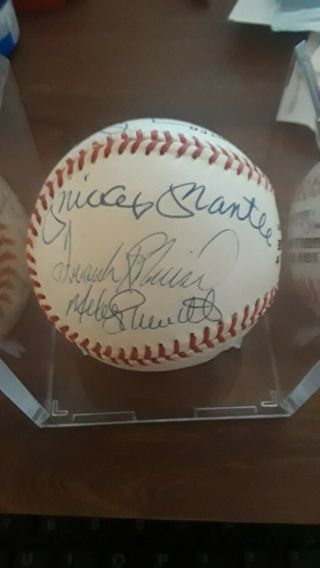 500 Home Run Club Signed Baseball Mickey Mantle Hank Aaron,  8 More Hall Of Fame