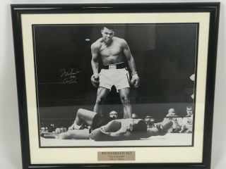 16x20 Framed Photo Muhammed Ali Standing Over Sonny Liston Autographed