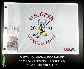 Dustin Johnson Autographed 2020 Us Open Winged Foot Golf Flag Pga Tour Jsa
