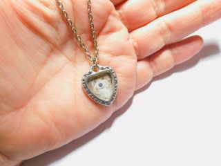 I Love My Dog Heart Photo Pendant Silver Tone Metal Necklace Vintage