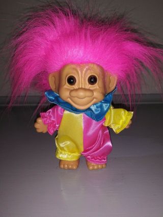Vintage Russ Troll Doll - 5 " - Clown - Pink Hair