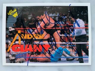 Andre The Giant Vintage Signed Autograph 1990 Wwf Classic Card 76 Wrestling Hof