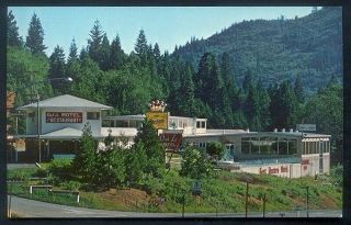 Vintage Color Postcard Oak - Lo Motel - House Of Glass Lounge,  Dunsmuir,  Ca