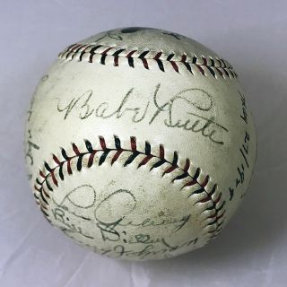 Stunning Babe Ruth & Lou Gehrig 1929 York Yankees Team Signed Baseball Jsa