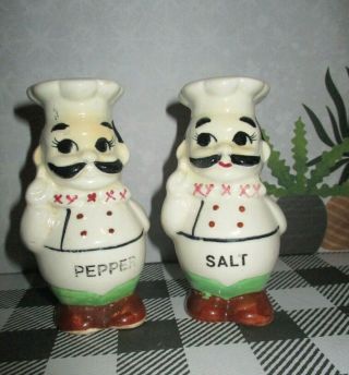 Salt Pepper Shaker Vintage Ceramic Hand Painted Italian Chef 
