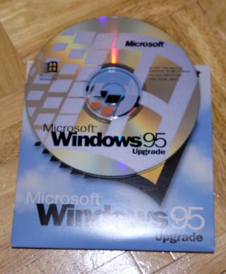 Authentic Vintage Microsoft Windows 95 Upgrade Cd With Cd Key & Sleeve