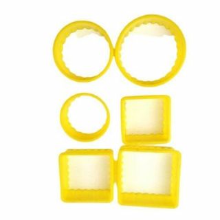 Set of 6 Vintage Yellow Plastic Canopy Food Hor D Oeuvres Cutters Square Round 2