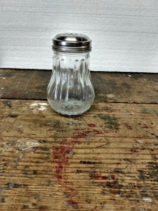Vintage Style Clear Glass Ribbed Parmesan Cheese Shaker Chrome Lid (2 Avail)